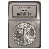 Cert MS69 Silver 1998 Eagle
