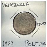 Silver 1929 Venezuela Bolivar