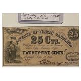1862 NC 25 Cents Bearer Note