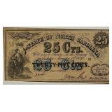 1863 NC 25 Cents Bearer Note