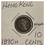 Silver 1890H Hong Kong 10 Cents