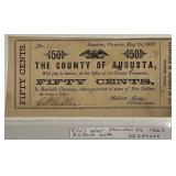 1862 Staunton VA 50 Cents Note