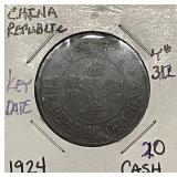 China Rep. 1924 20 Cash