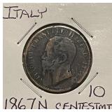 1867N Italy 10 Centesimi