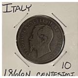 1866N Italy 10 Centesimi