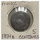 1854B France 5 Centimes - Rouen Mint