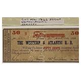 1862 Western/Atlantic Railroad 50c Note