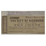 1862 City of Richmond 10c Bearer Note