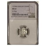 Cert MS62 1570KB Hungary Silver Dinar
