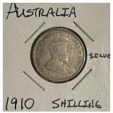 Silver 1910 Australia Shilling