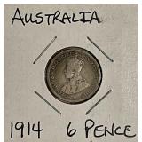Silver 1914 Australia 6 Pence