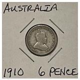 Silver 1910 Australia 6 Pence