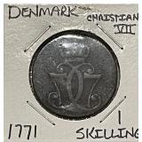 1771 Denmark Skilling very nice