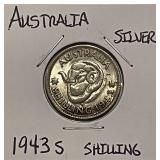 Silver 1943S Australia Shilling