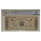Cert VF25 1862 Alexandria VA $2 Note