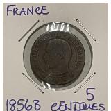 1858B France 5 Centimes - Rouen
