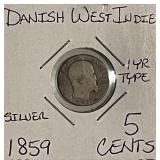 1859 Danish W.Indies 5 Cents