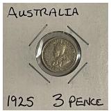 Silver 1925 Australia 3 Pence