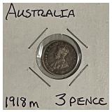 Silver 1918M Australia 3 Pence
