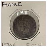1876A France 5 Centimes - Paris