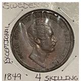 Exceptional 1849 Sweden 4 Skilling