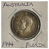 Silver 1945 Australia Florin (Melbourne)
