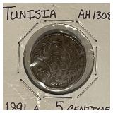 1891A Tunisia 5 Centimes very nice