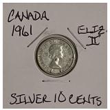 Silver 1961 Canada 10 Cents
