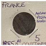 1855D(a) France 5C - Lyon (Anchor)