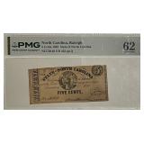 Cert 62UNC 1863 NC 5 Cents Bearer Note