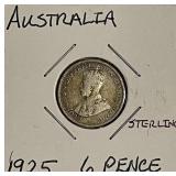 Silver 1925 Australia 6 Pence