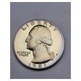 1981-S Clad Proof Washington Quarter