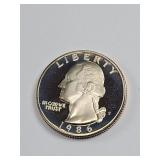 1986-S Clad Proof Washington Quarter