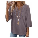 Womens Top Boho Lace Shirt Large WIHOLL