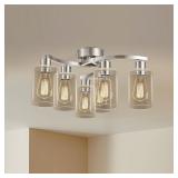 6-Light Flush Mount Ceiling Fixture, Nickel