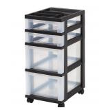4-Drawer IRIS Rolling Storage Cart 25.9x14.25x12in