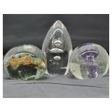 3pc Blown Glass Paperweight Set 3-5in/ea