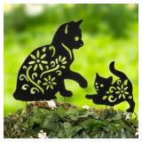 2pc Cat Silhouette Yard Stakes 15.7x17in & 11x11in