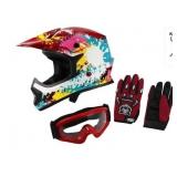 Large Youth Full Face Helmet w/Gloves & Goggles