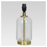 13x5in Bubble Glass Lamp Base with Brass Detail