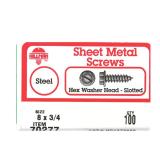 100ct Hillman No. 8 Slotted Hex Screws 8x0.75in