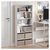 7x24x53in Tall White Bookcase Basic