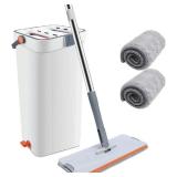 Mop & Bucket Set w/2 Wringer, Microfiber Pads