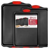 3-Pc Carbon Bakeware with Red Handles