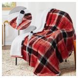 50x60in Bedsure Plaid Heated Throw Blanket