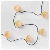 10ft-4in Wood LED Lantern Lights 10-Light