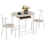 3pc VINGLI Dining Set Table and Chairs