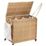 Laundry Basket w/Wheels 27x23x14in