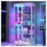 LED Display Cabinet w/Glass Doors 31.5x16x71in