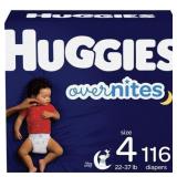 116ct Huggies Overnites Diapers Size 4